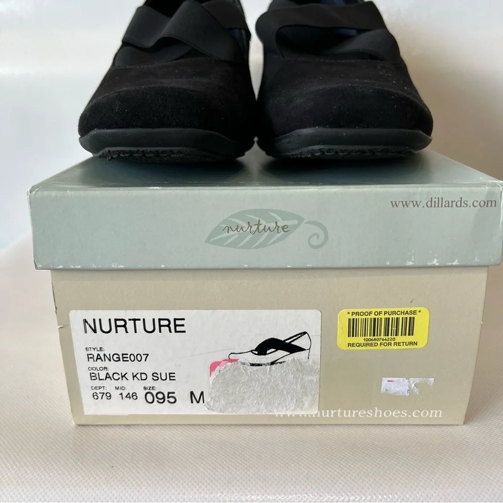 Nurture Black Suede Wedge Shoes